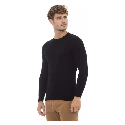 Alpha Studio Black Wool Men Sweater Alpha Studio