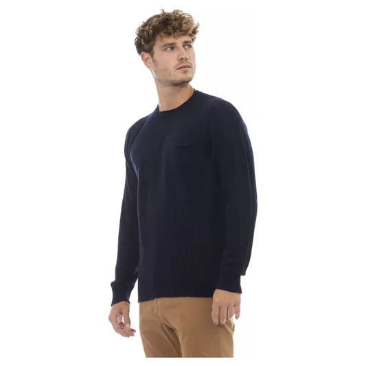 Alpha Studio Blue Viscose Men Sweater Alpha Studio