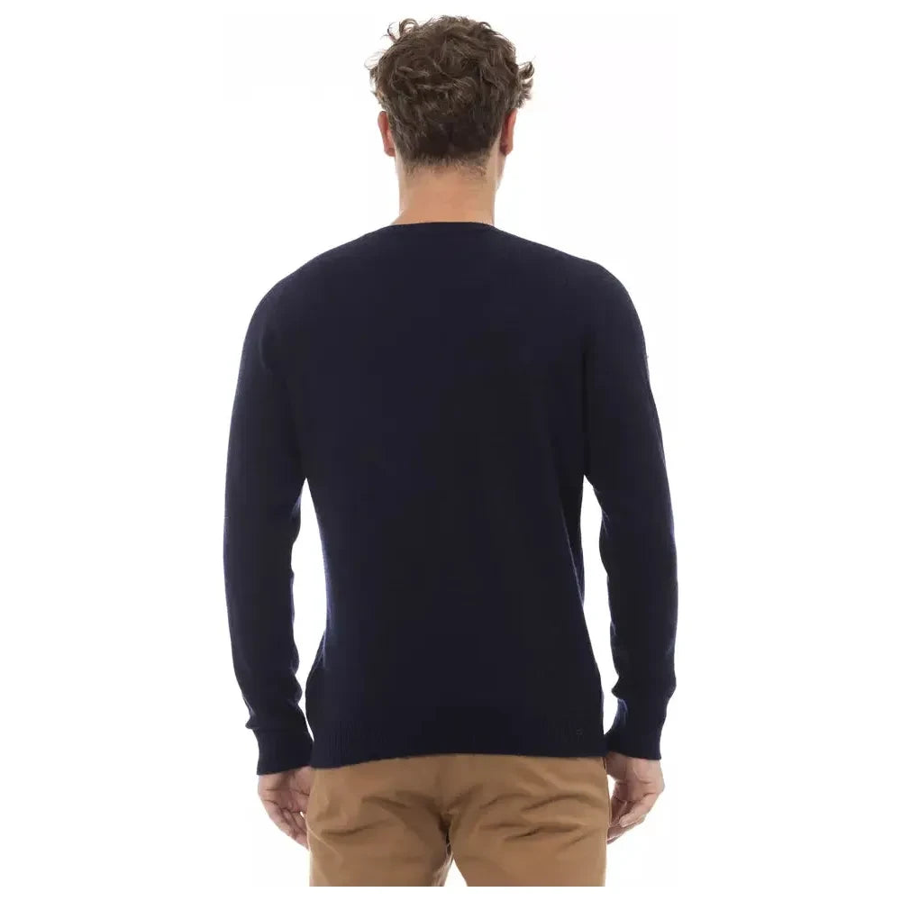 Alpha Studio Blue Viscose Men Sweater Alpha Studio