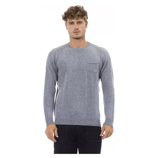 Alpha Studio Light Blue Viscose Men Sweater Alpha Studio