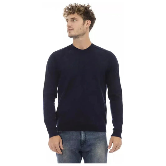 Alpha Studio Blue Viscose Men Sweater Alpha Studio