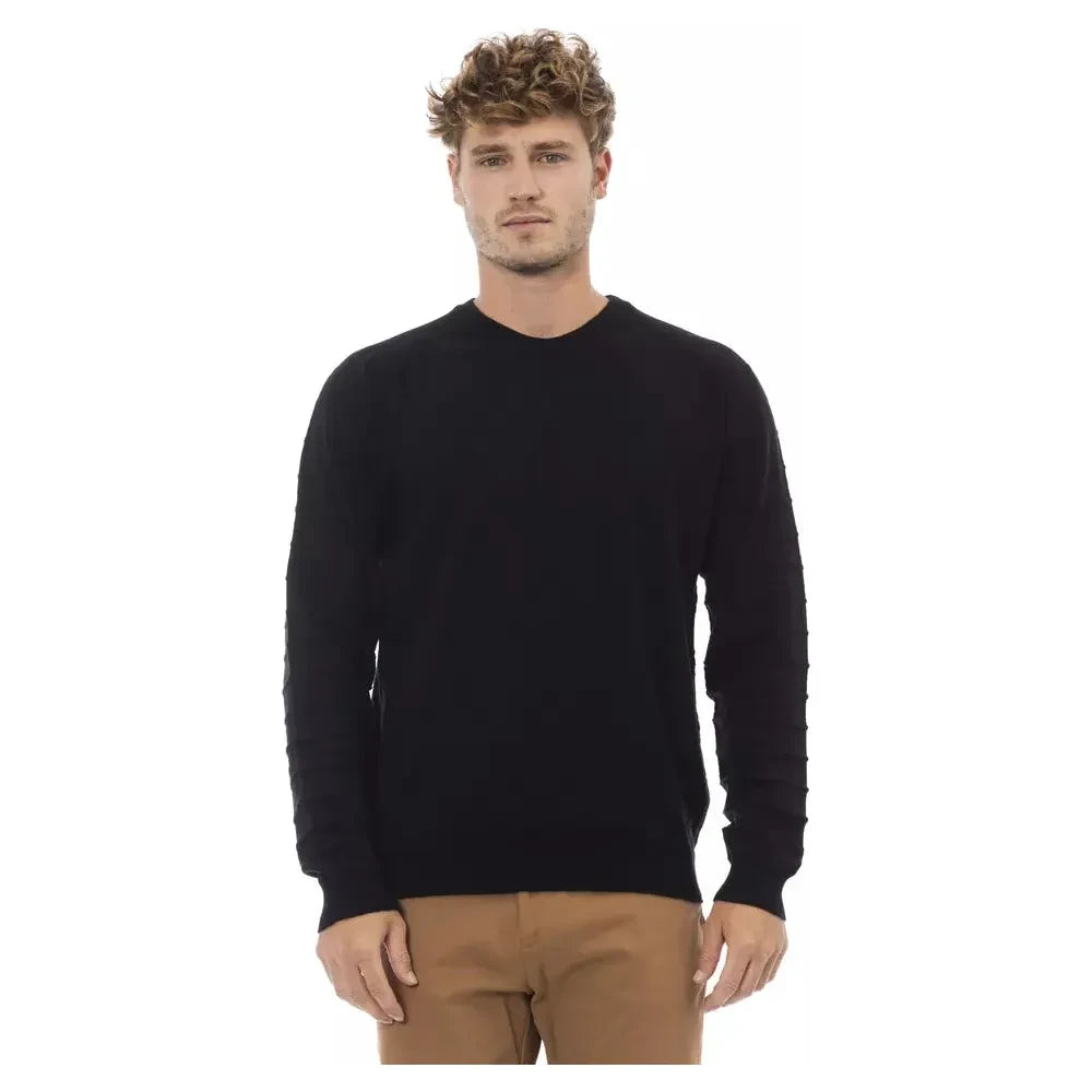 Alpha Studio Black Viscose Men Sweater Alpha Studio