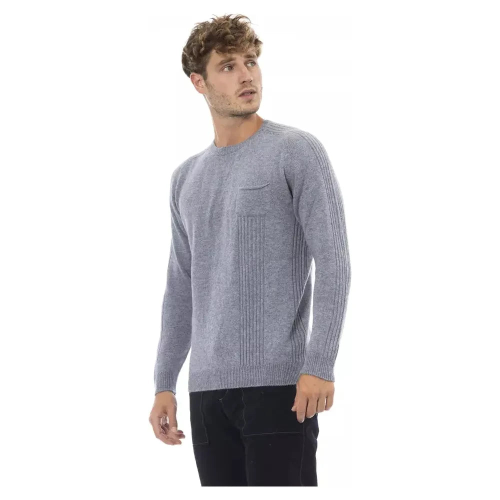 Alpha Studio Light Blue Viscose Men Sweater Alpha Studio