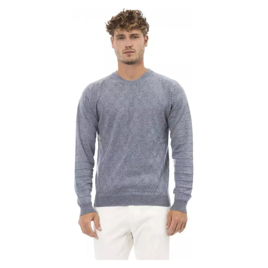 Alpha Studio Light Blue Viscose Men Sweater Alpha Studio