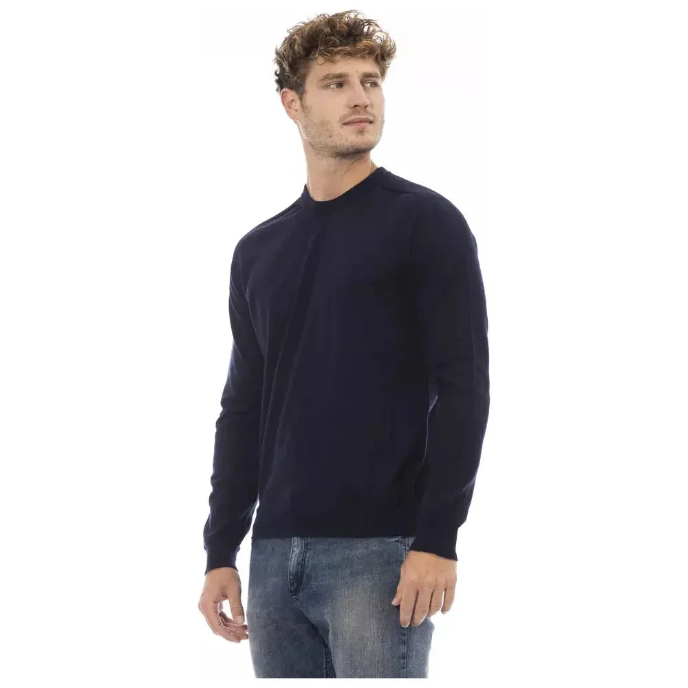 Alpha Studio Blue Viscose Men Sweater Alpha Studio