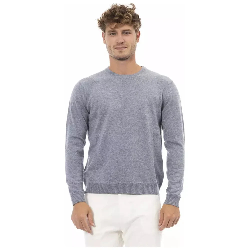 Alpha Studio Light Blue Viscose Men Sweater Alpha Studio