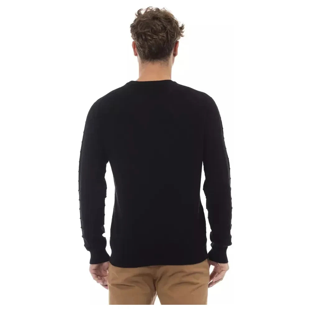 Alpha Studio Black Viscose Men Sweater Alpha Studio