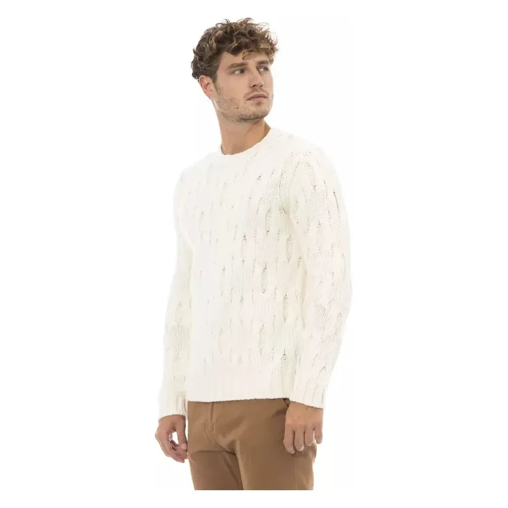 Alpha Studio Beige Wool Men Sweater Alpha Studio