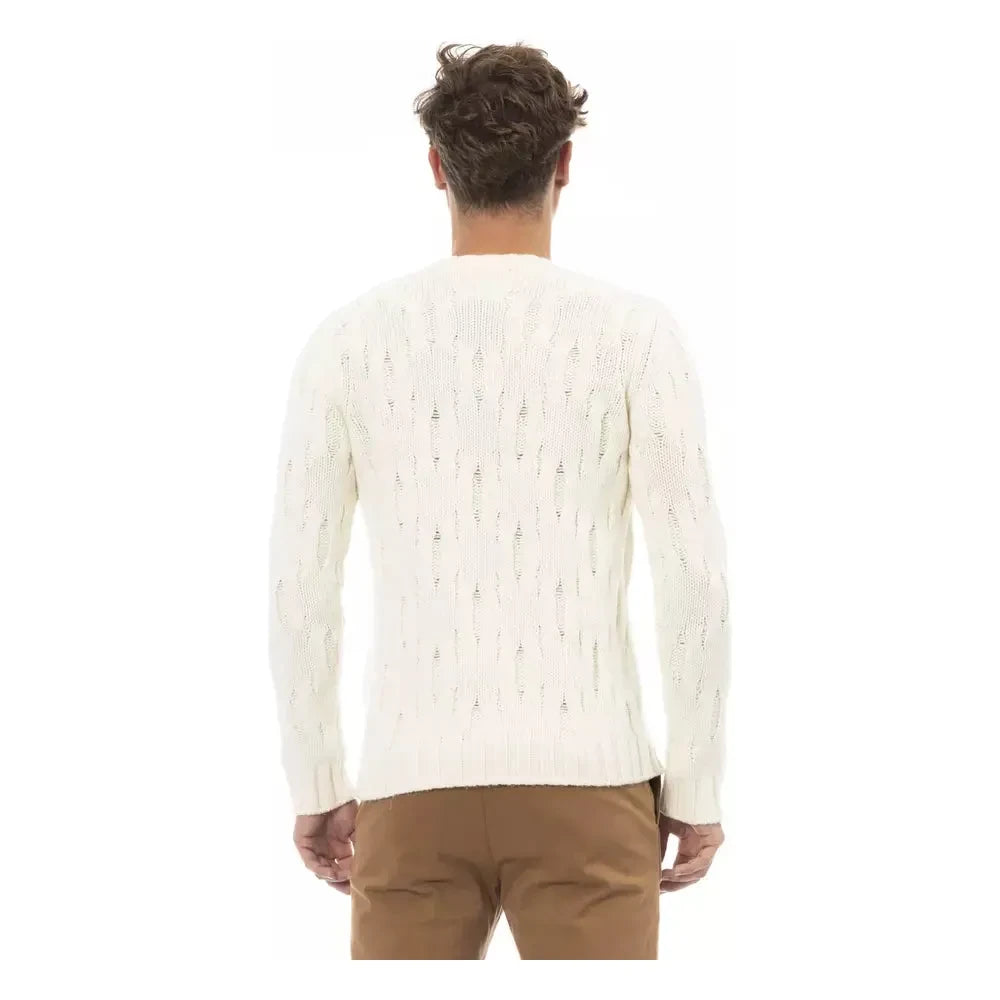 Alpha Studio Beige Wool Men Sweater Alpha Studio