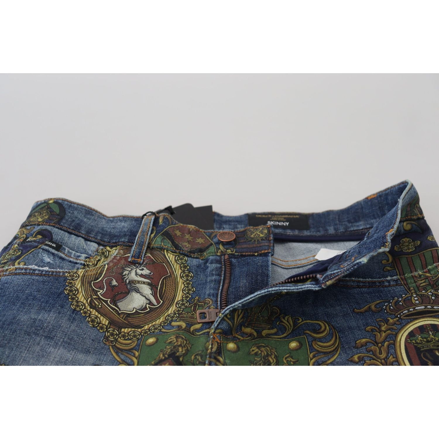 Dolce & Gabbana Elegant Slim-Fit Printed Denim Jeans