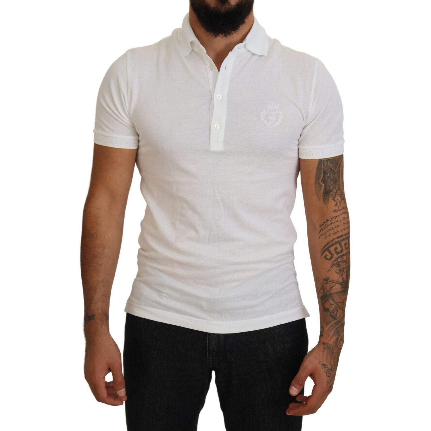 Dolce & Gabbana Elegant White Cotton Blend Polo