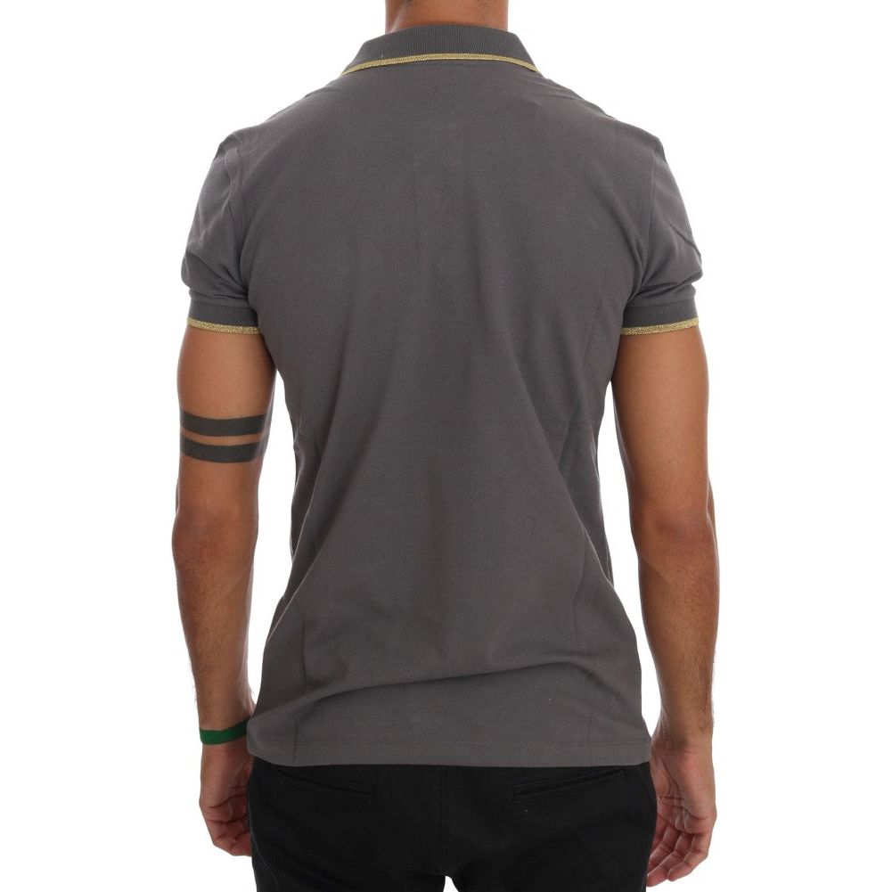 Roberto Cavalli Elegant Grey Cotton Polo Shirt Roberto Cavalli