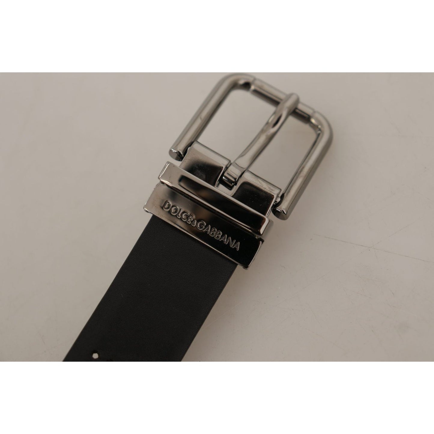 Dolce & Gabbana Elegant Black Leather Belt with Metal Buckle Dolce & Gabbana