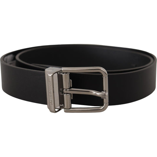 Dolce & Gabbana Sleek Black Leather Belt with Metal Buckle Dolce & Gabbana