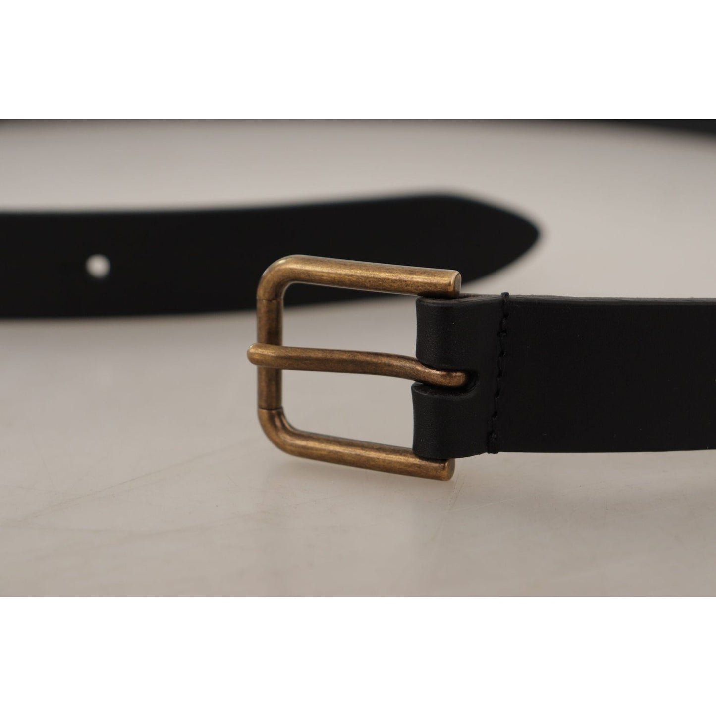 Dolce & Gabbana Elegant Black Leather Belt with Metal Buckle Dolce & Gabbana