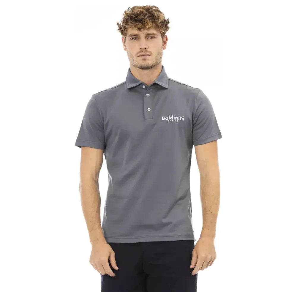 Baldinini Trend Gray Cotton Men Polo Baldinini Trend