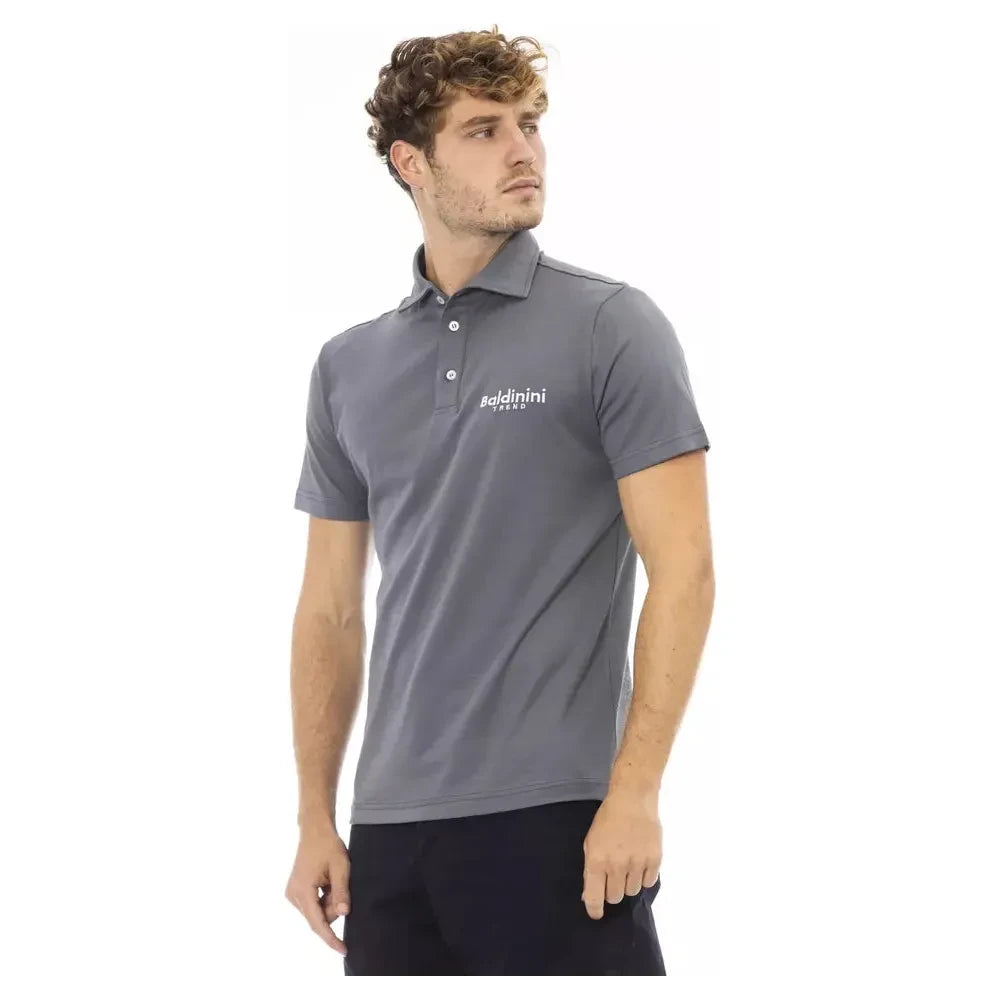 Baldinini Trend Gray Cotton Men Polo Baldinini Trend