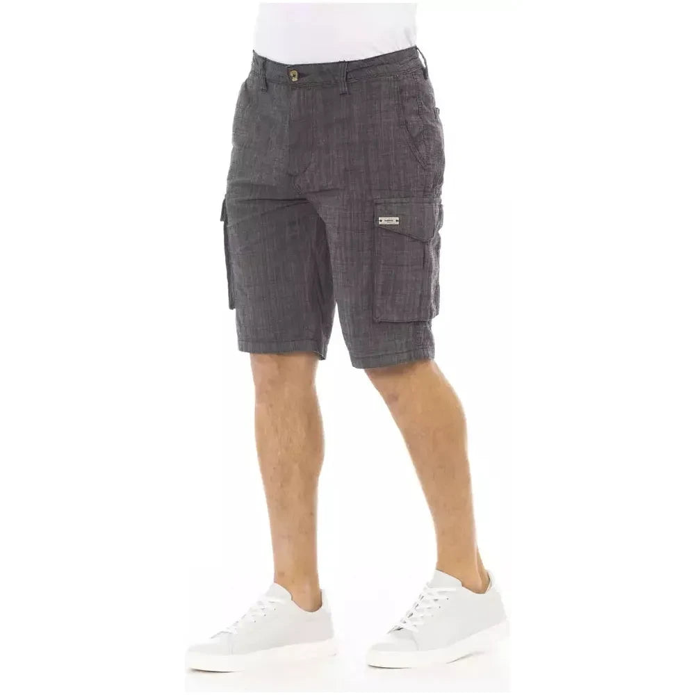 Baldinini Trend Black Cotton Men Cargo Short Baldinini Trend