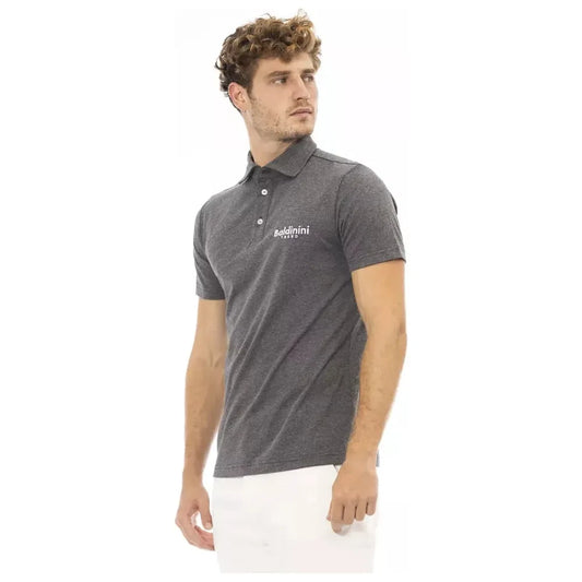 Baldinini Trend Gray Cotton Men Polo Baldinini Trend