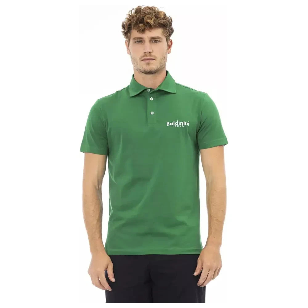 Baldinini Trend Green Cotton Men Polo Shirt Baldinini Trend