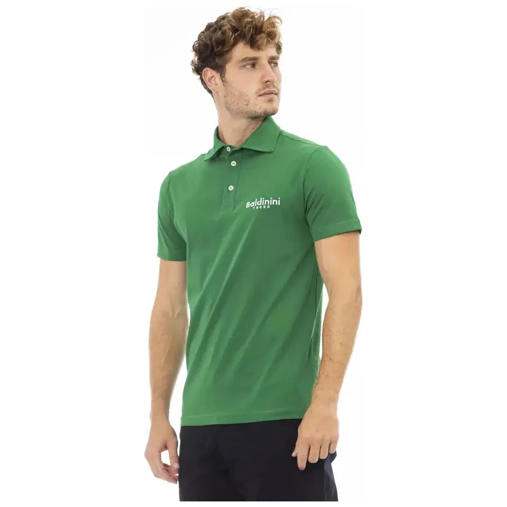 Baldinini Trend Green Cotton Men Polo Shirt Baldinini Trend