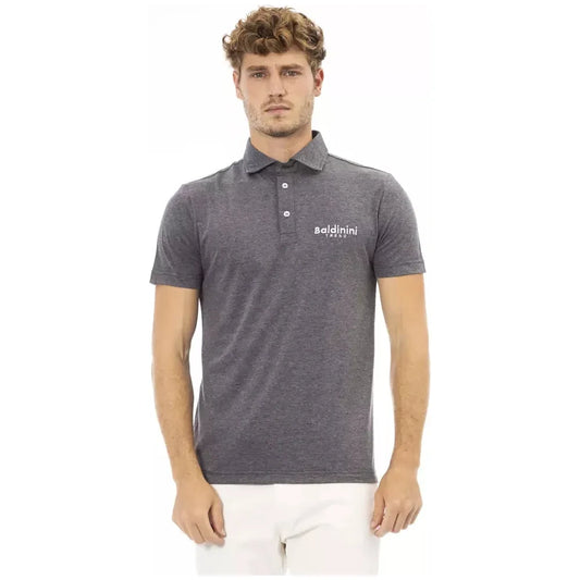 Baldinini Trend Gray Cotton Men Polo Shirt Baldinini Trend