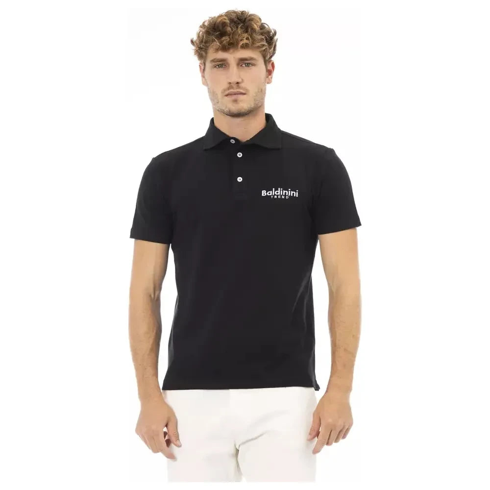 Baldinini Trend Black Cotton Men Polo Baldinini Trend