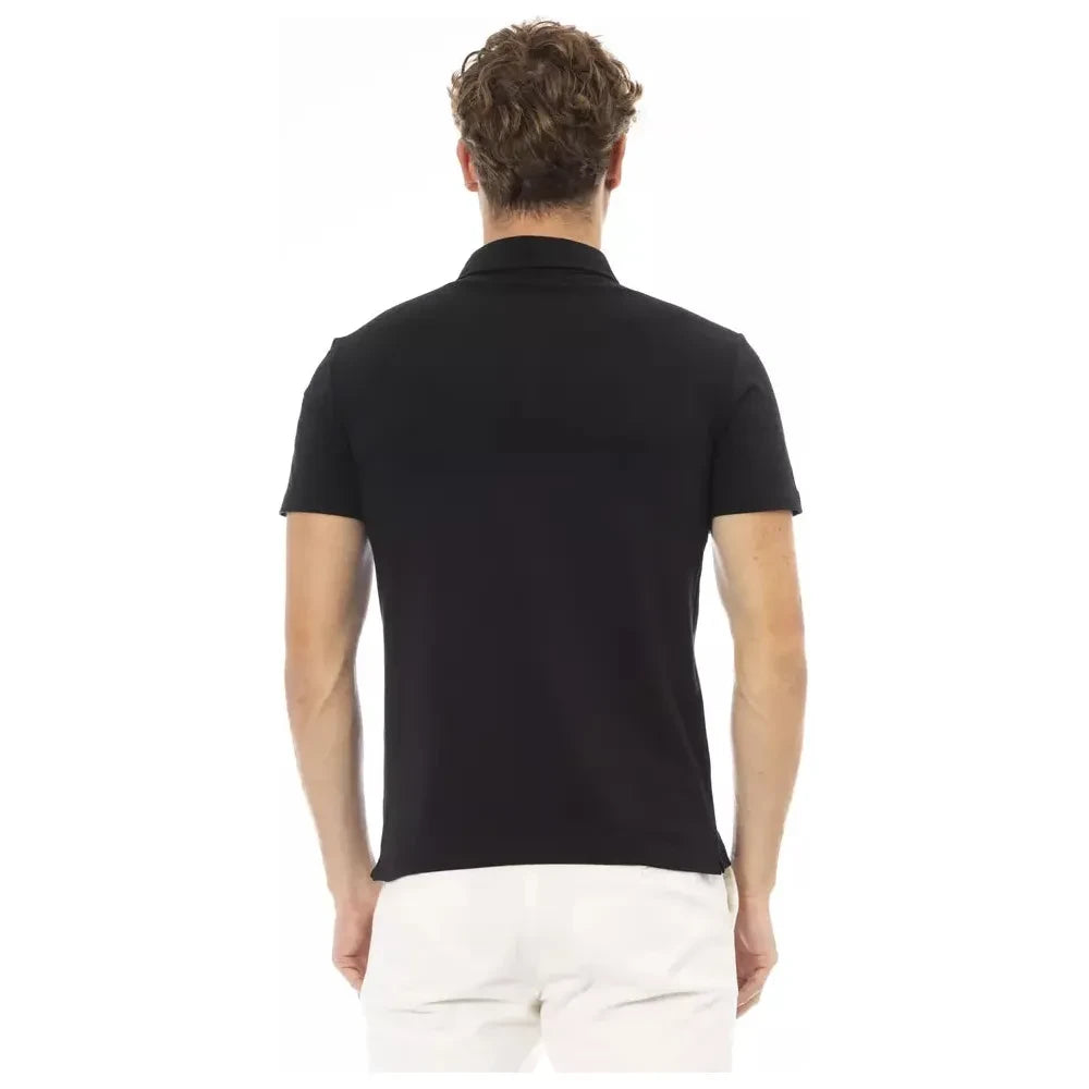 Baldinini Trend Black Cotton Men Polo Baldinini Trend