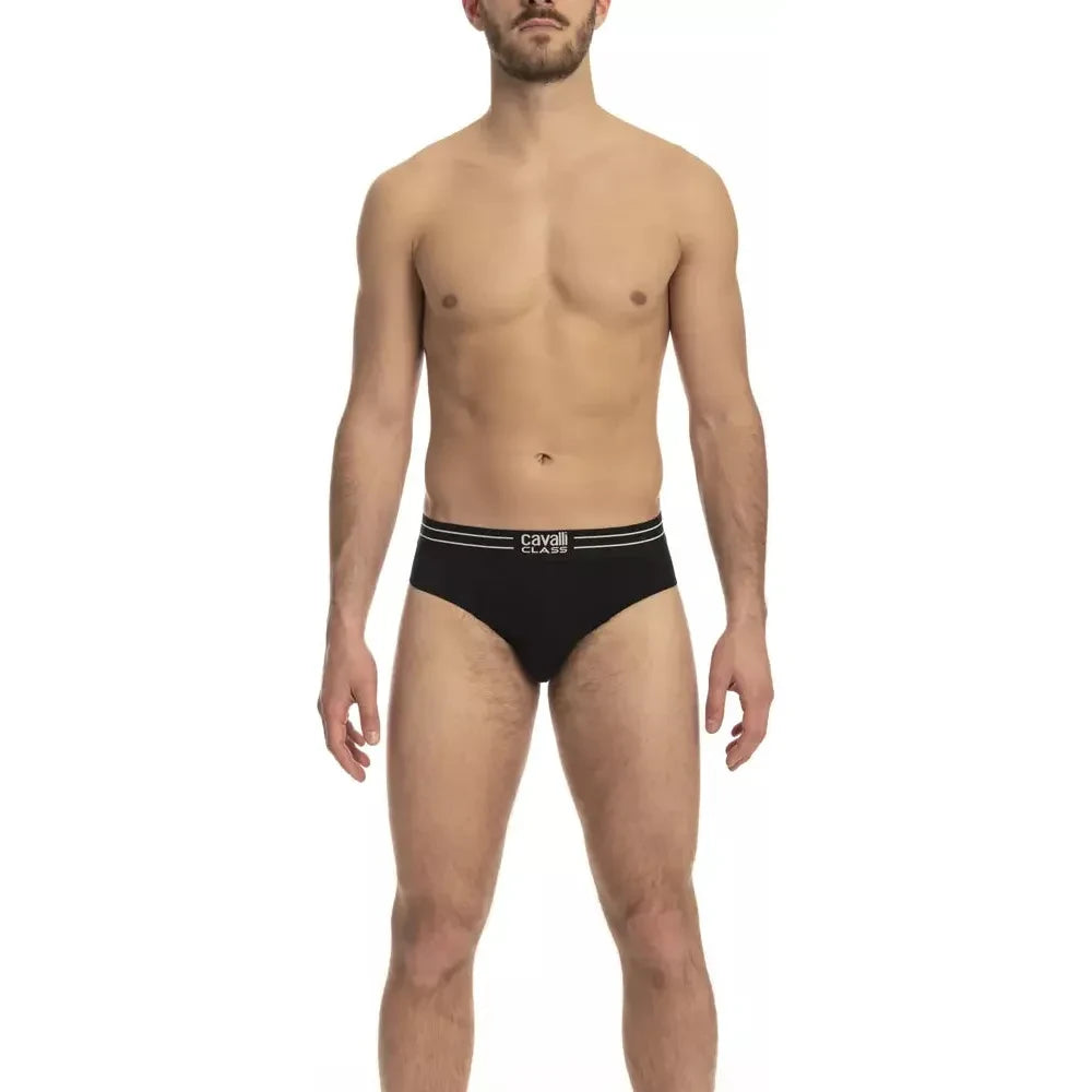 Cavalli Class Black Cotton Men Underwear Pack Cavalli Class