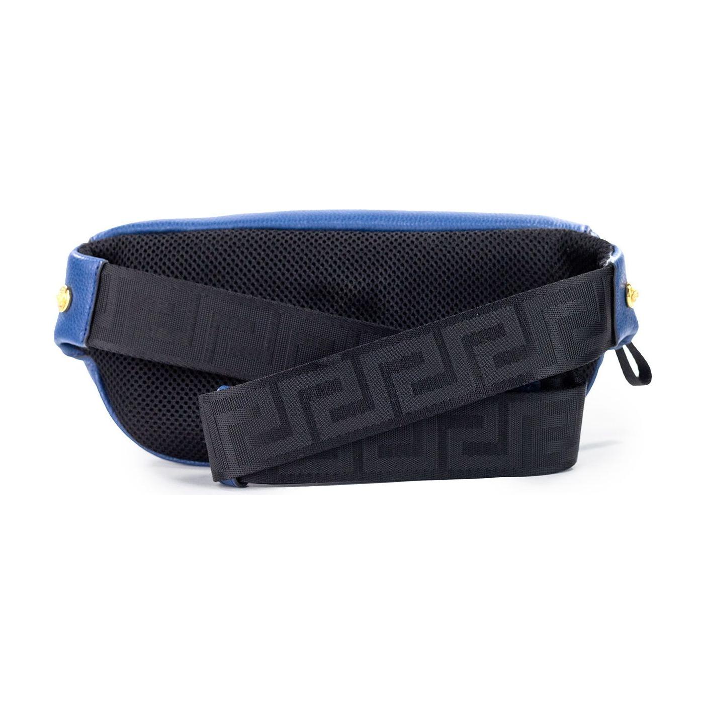 Versace Small Navy Calf Leather Medusa Pendant Fanny Waist Pack Belt Bag