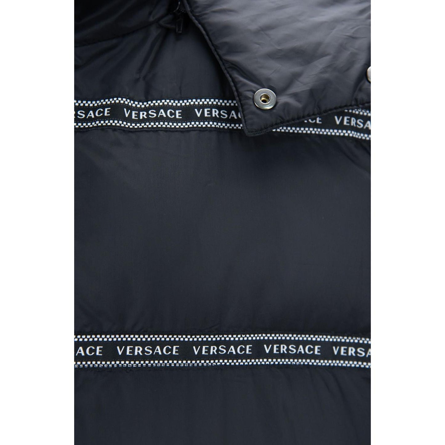 Versace Elegant Black Logo Band Vest with Detachable Hood Versace