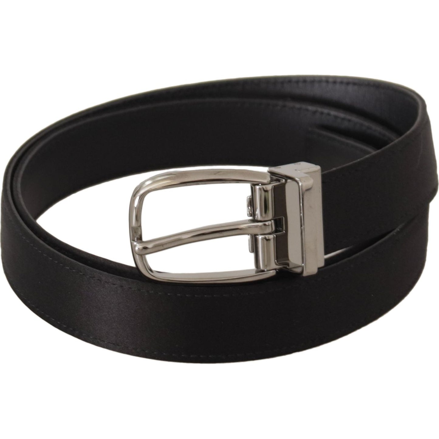 Dolce & Gabbana Elegant Silk Leather Belt with Logo Buckle Dolce & Gabbana