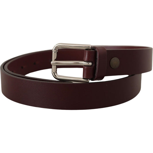 Dolce & Gabbana Maroon Luxe Leather Belt with Metal Buckle Dolce & Gabbana