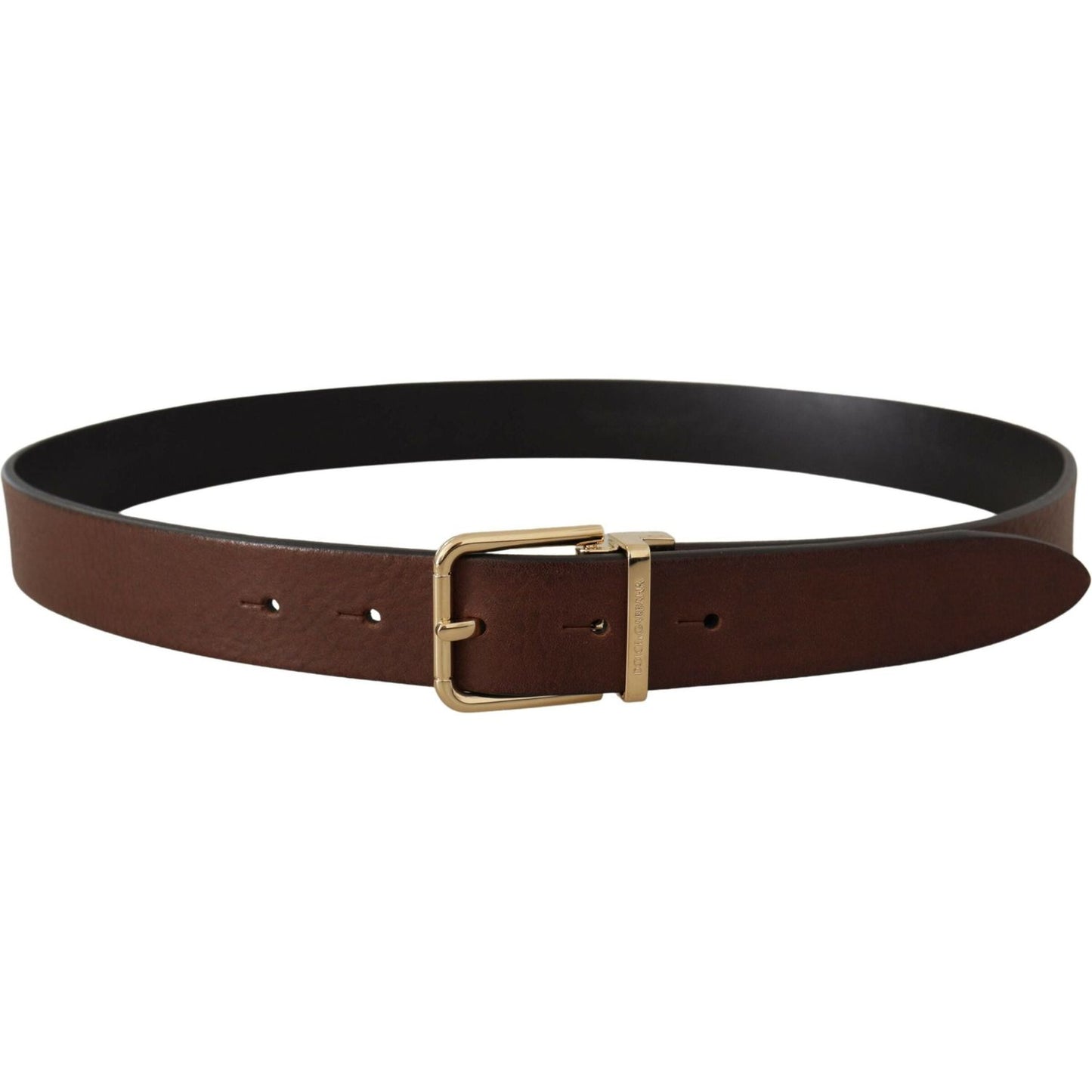 Dolce & Gabbana Elegant Brown Leather Belt with Metal Buckle Dolce & Gabbana