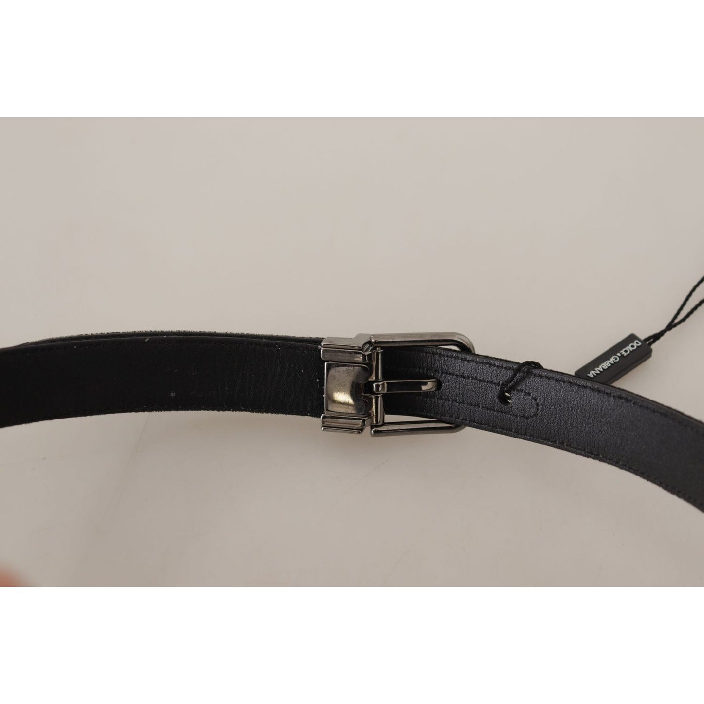 Dolce & Gabbana Elegant Black Cotton-Leather D&G Belt Dolce & Gabbana