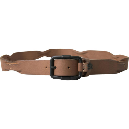 Ermanno Scervino Elegant Brown Leather Waist Belt with Black Metal Buckle Ermanno Scervino