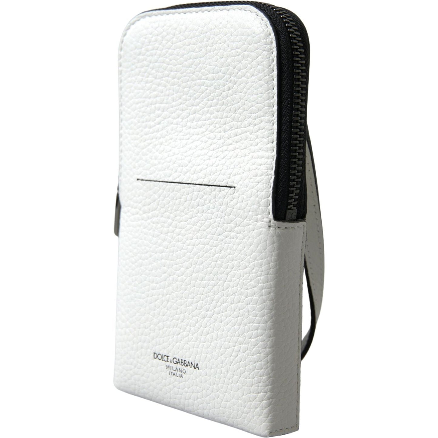 Dolce & Gabbana Elegant White Leather Phone Crossbody Bag Dolce & Gabbana