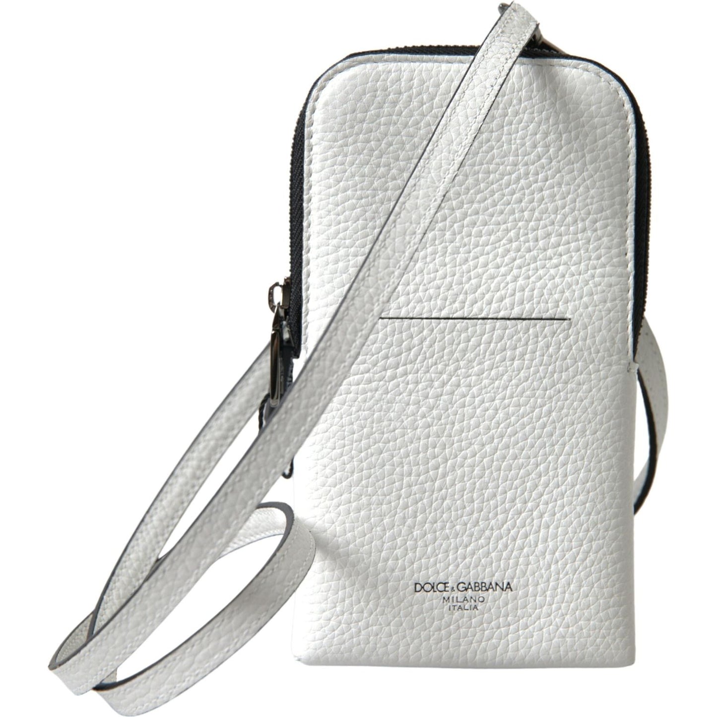 Dolce & Gabbana Elegant White Leather Phone Crossbody Bag Dolce & Gabbana