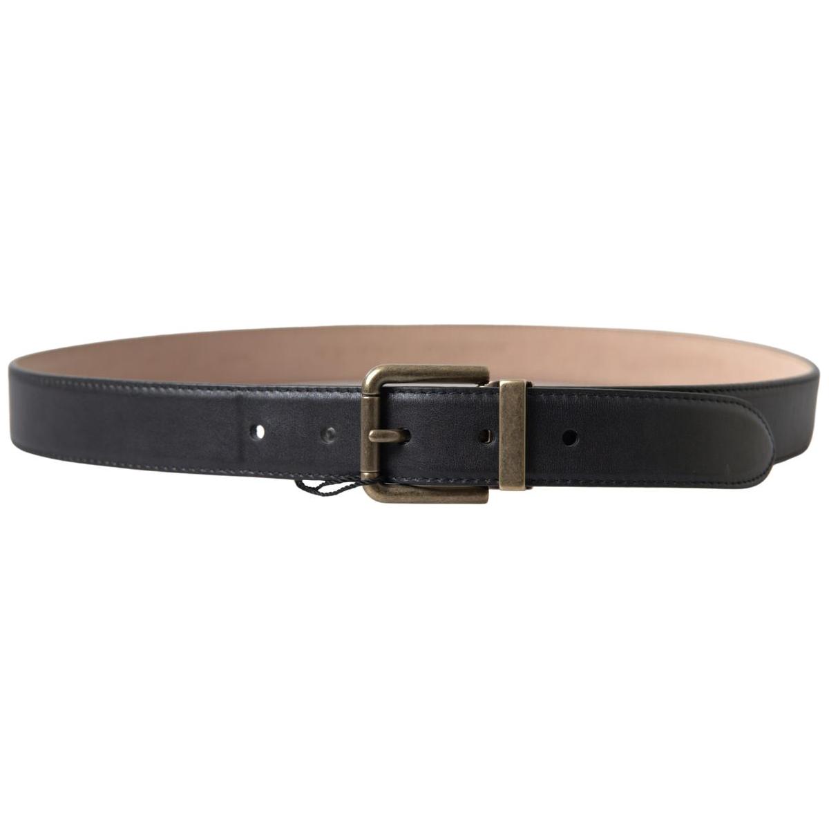 Dolce & Gabbana Elegant Black Leather Belt with Metal Buckle Dolce & Gabbana