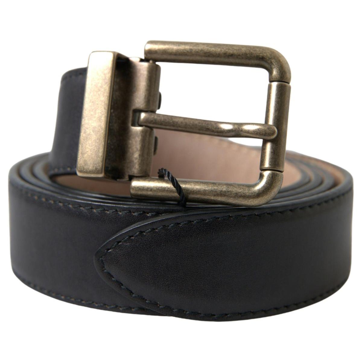 Dolce & Gabbana Elegant Black Leather Belt with Metal Buckle Dolce & Gabbana