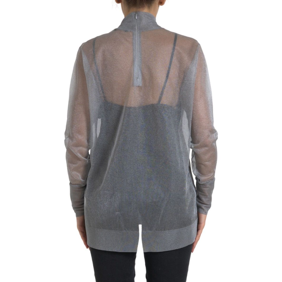 Dolce & Gabbana Elegant Gray Long Sleeve Mesh Top Dolce & Gabbana