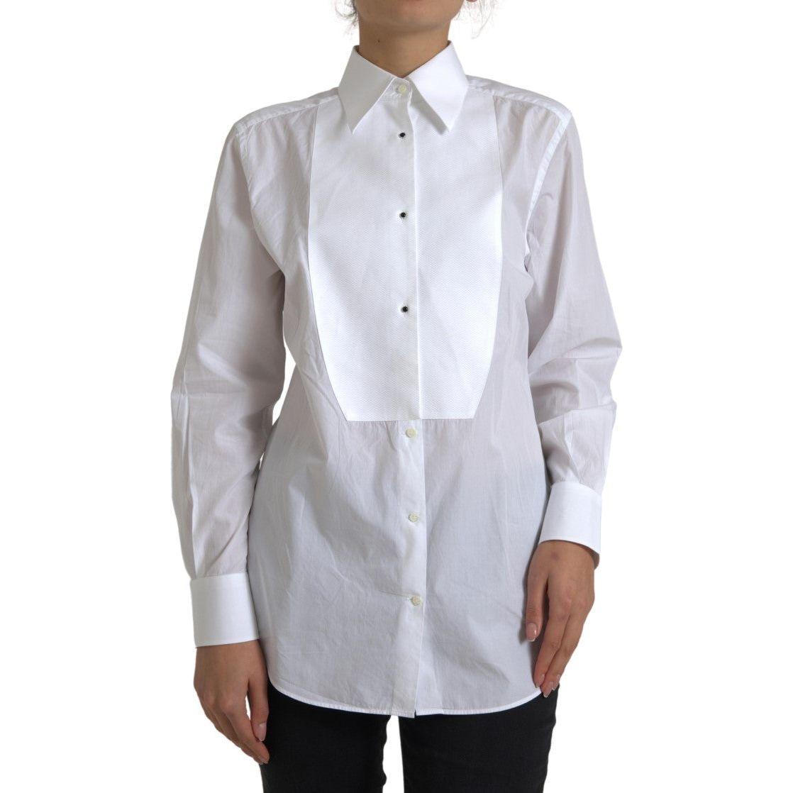 Dolce & Gabbana Elegant White Cotton Poplin Dress Shirt