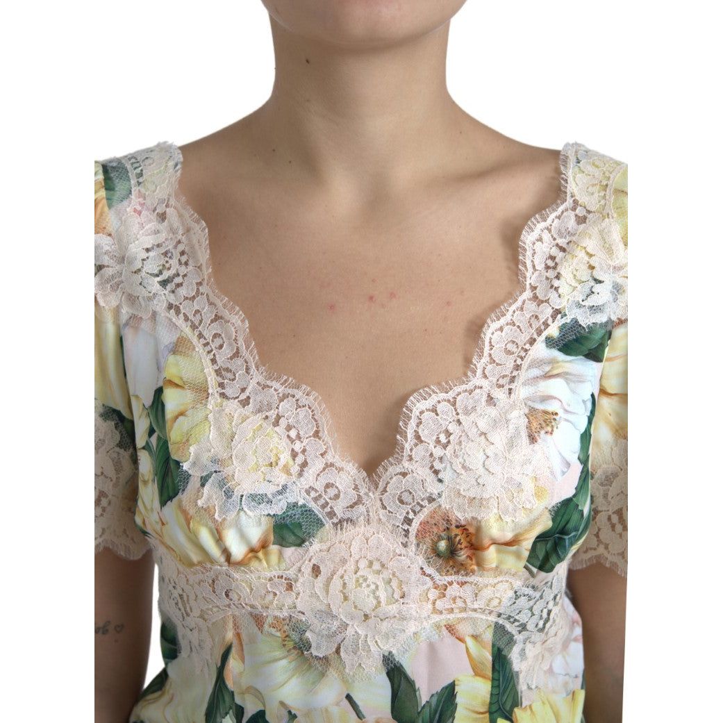 Dolce & Gabbana Elegant Floral Print Silk Blouse Dolce & Gabbana