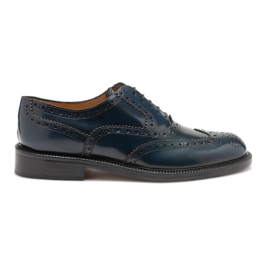 Saxone of Scotland Elegant Blue Leather Brogue Shoes Saxone of Scotland