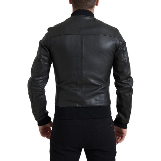 Dolce & Gabbana Elegant Black Leather Biker Jacket Dolce & Gabbana