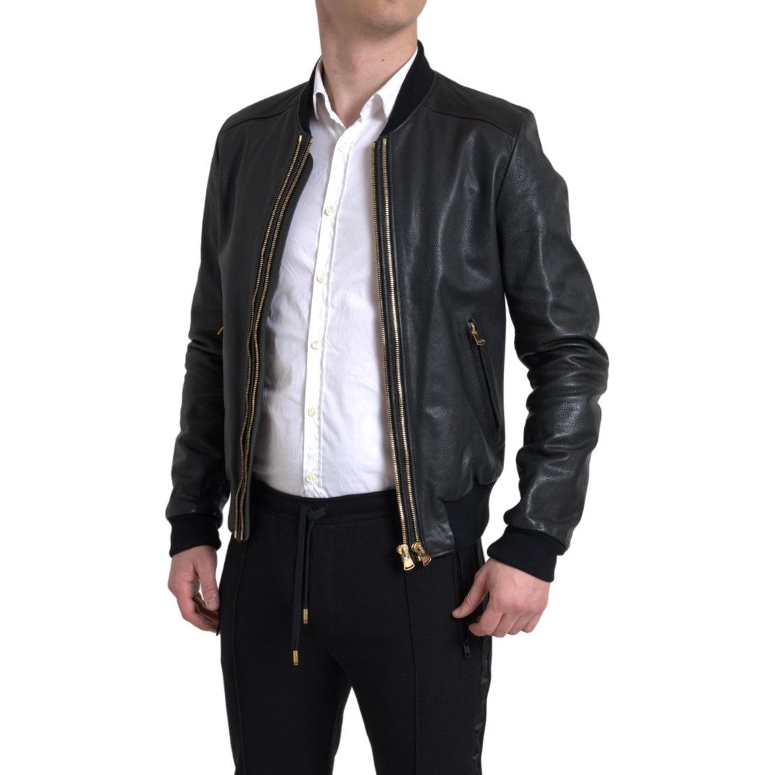 Dolce & Gabbana Elegant Black Leather Biker Jacket Dolce & Gabbana