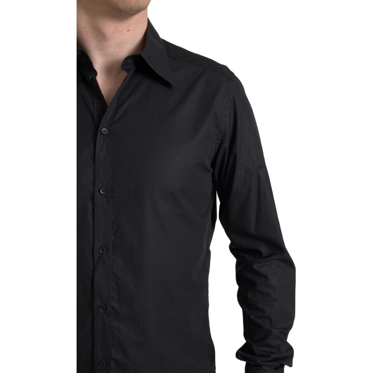 Dolce & Gabbana Elegant Black Gold Button Formal Shirt Dolce & Gabbana