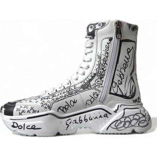 Dolce & Gabbana Daymaster Graffiti Print Mid Top Sneakers Dolce & Gabbana