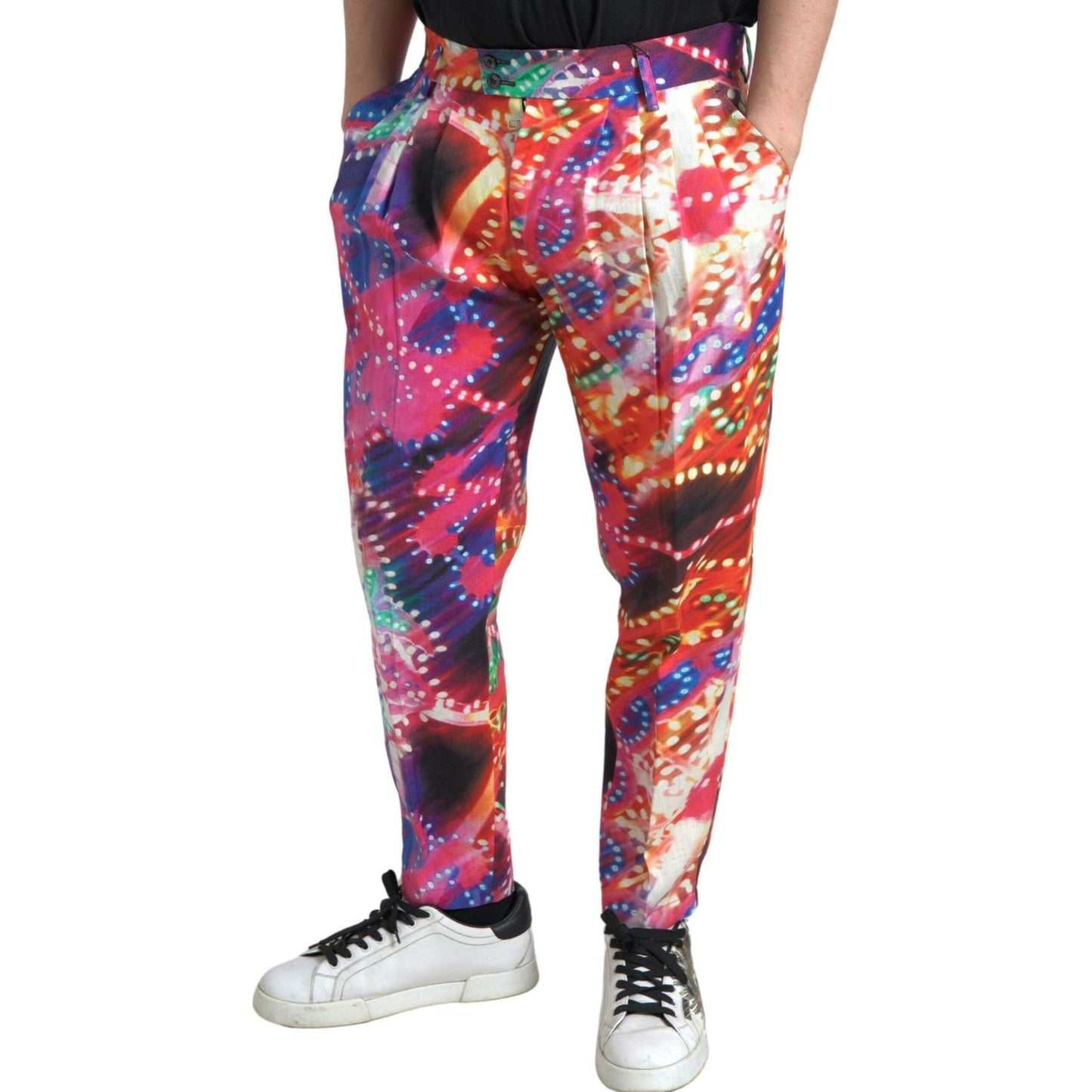 Dolce & Gabbana Multicolor Linen Chino Pants - Italian Elegance Dolce & Gabbana