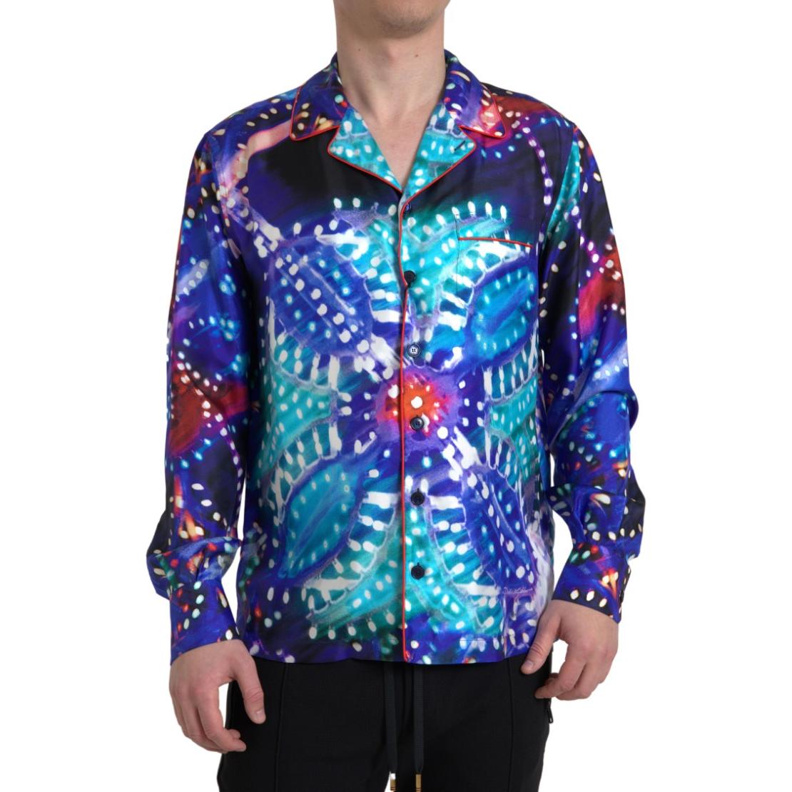 Dolce & Gabbana Psychedelic Print Silk Pajama Shirt Dolce & Gabbana